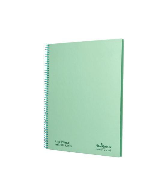 Cuaderno espiral navigator a4 micro tapa forrada 80h 80gr horizontal 1 banda color menta