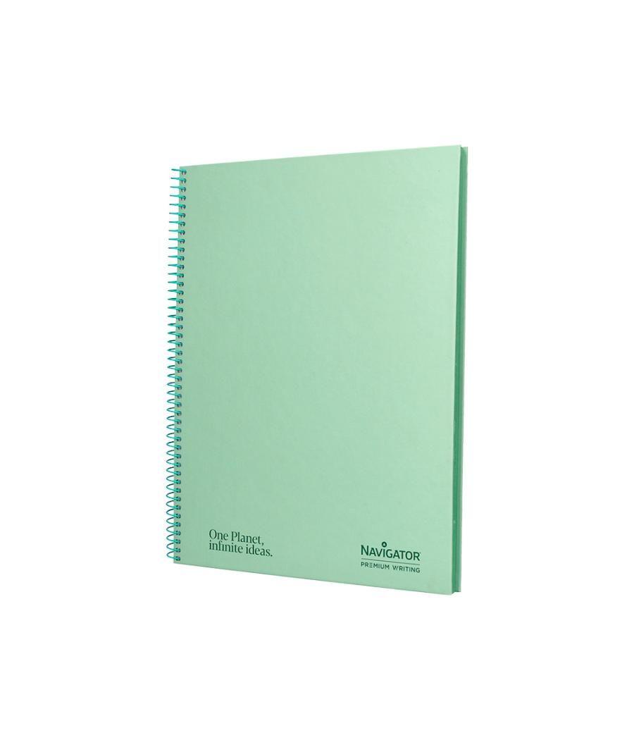 Cuaderno espiral navigator a4 micro tapa forrada 80h 80gr horizontal 1 banda color menta