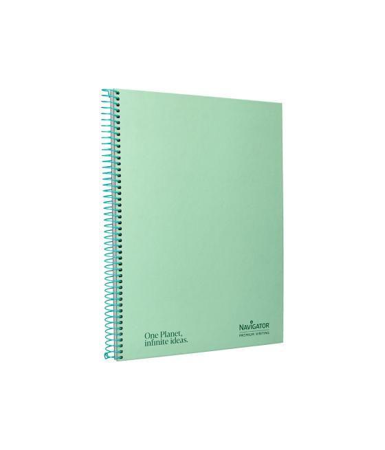 Cuaderno espiral navigator a4 micro tapa forrada 80h 80gr horizontal 1 banda color menta