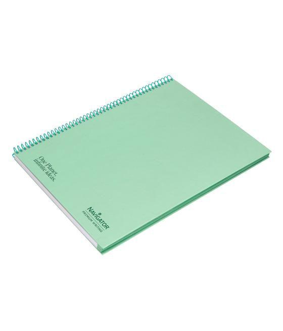 Cuaderno espiral navigator a4 micro tapa forrada 80h 80gr horizontal 1 banda color menta