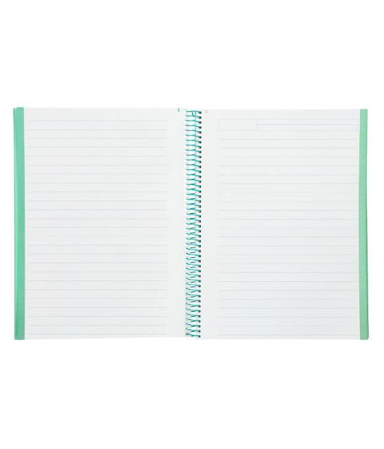 Cuaderno espiral navigator a4 micro tapa forrada 80h 80gr horizontal 1 banda color menta