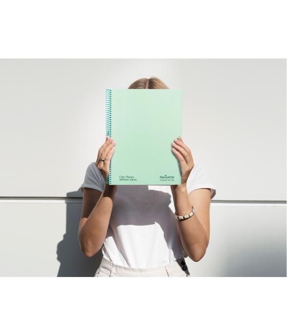 Cuaderno espiral navigator a4 micro tapa forrada 80h 80gr horizontal 1 banda color menta