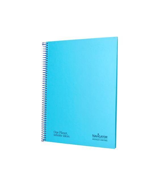 Cuaderno espiral navigator a4 micro tapa forrada 80h 80gr horizontal 1 banda color celeste