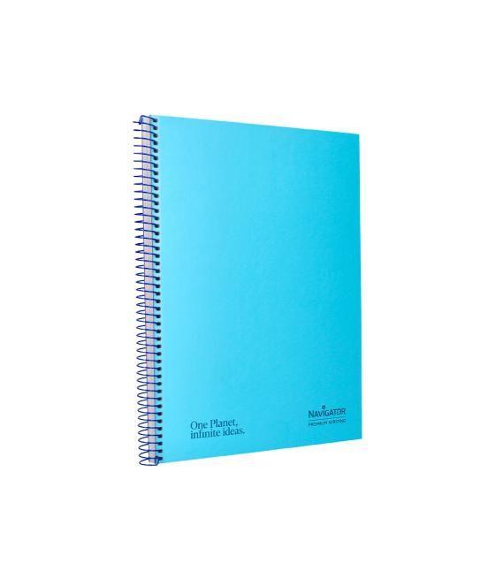 Cuaderno espiral navigator a4 micro tapa forrada 80h 80gr horizontal 1 banda color celeste