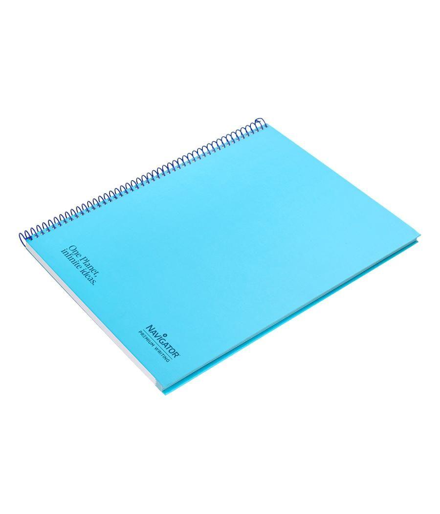 Cuaderno espiral navigator a4 micro tapa forrada 80h 80gr horizontal 1 banda color celeste