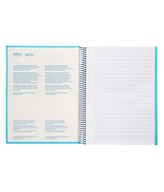 Cuaderno espiral navigator a4 micro tapa forrada 80h 80gr horizontal 1 banda color celeste