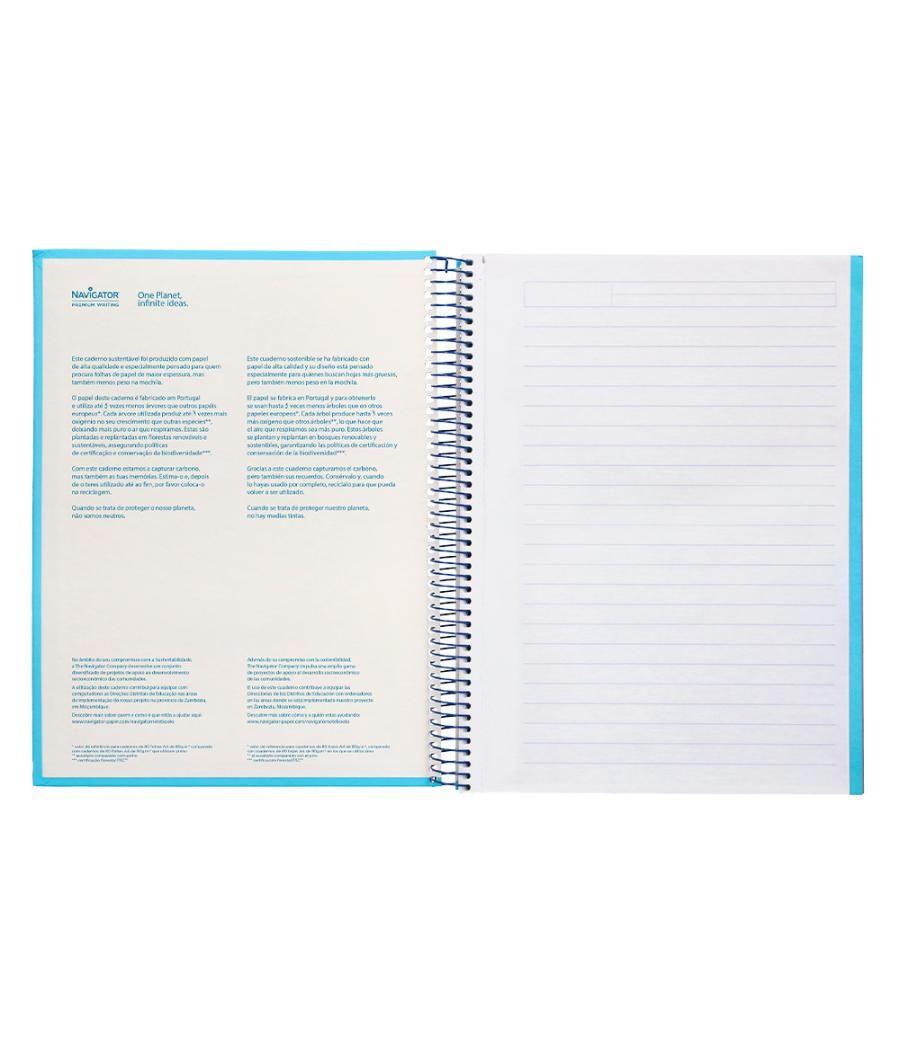 Cuaderno espiral navigator a4 micro tapa forrada 80h 80gr horizontal 1 banda color celeste