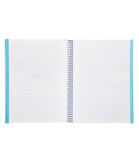 Cuaderno espiral navigator a4 micro tapa forrada 80h 80gr horizontal 1 banda color celeste