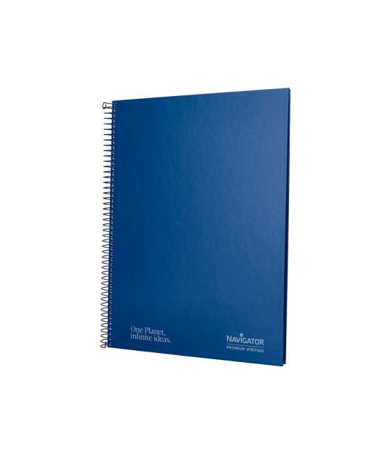 Cuaderno espiral navigator a4 micro tapa forrada 80h 80gr cuadro 5mm una banda color azul marino