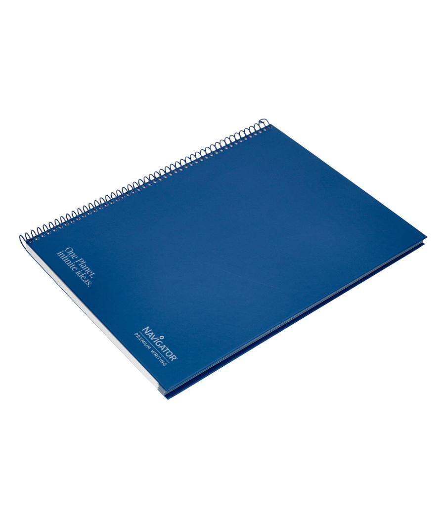 Cuaderno espiral navigator a4 micro tapa forrada 80h 80gr cuadro 5mm una banda color azul marino