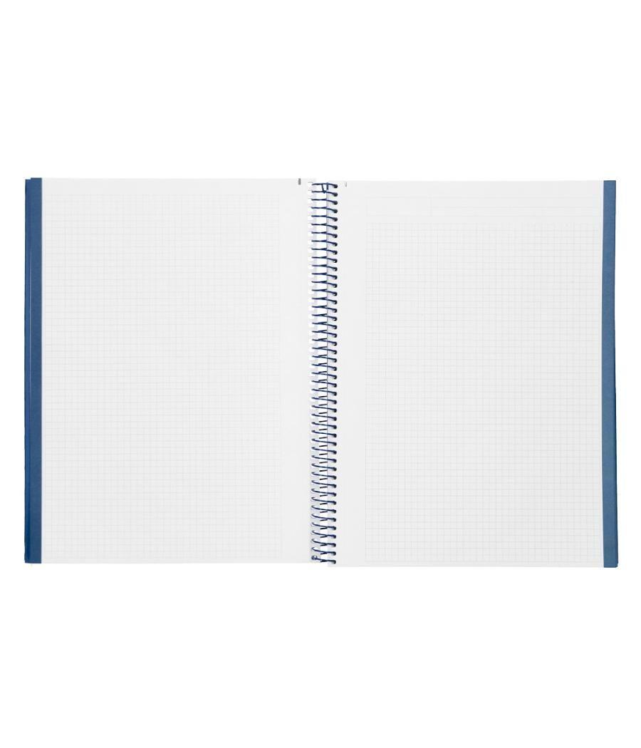 Cuaderno espiral navigator a4 micro tapa forrada 80h 80gr cuadro 5mm una banda color azul marino