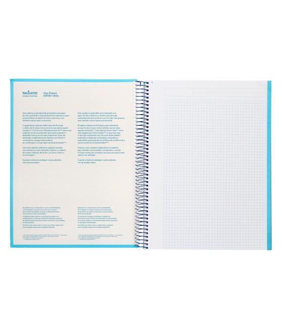 Cuaderno espiral navigator a4 micro tapa forrada 80h 80gr cuadro 5 mm 1 banda color celeste