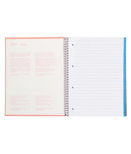 Cuaderno espiral navigator a4 micro tapa forrada 120h 80gr horizontal 5 banda 4 taladros rosa