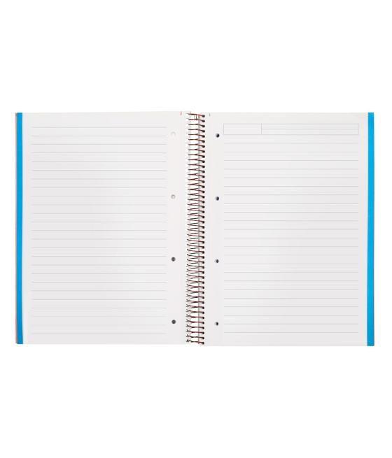 Cuaderno espiral navigator a4 micro tapa forrada 120h 80gr horizontal 5 banda 4 taladros rosa