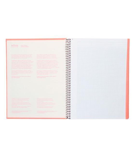 Cuaderno espiral navigator a4 micro tapa forrada 80h 80gr cuadro 5mm 1 banda color coral