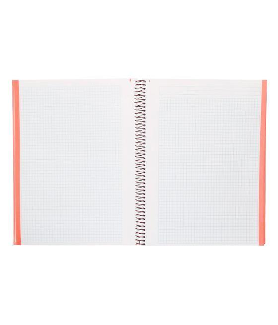 Cuaderno espiral navigator a4 micro tapa forrada 80h 80gr cuadro 5mm 1 banda color coral