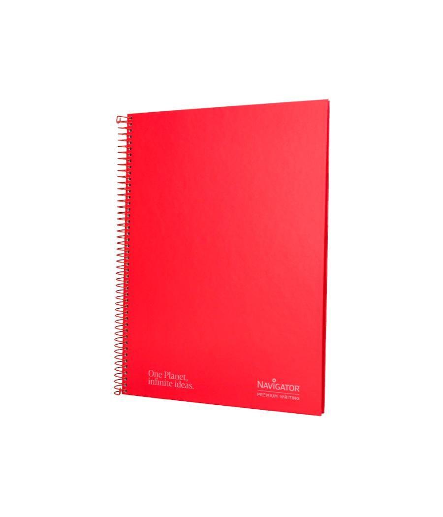 Cuaderno espiral navigator a4 micro tapa forrada 80h 80gr cuadro 5mm 1 banda color rojo