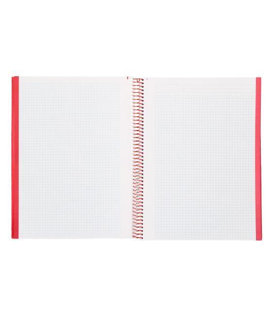 Cuaderno espiral navigator a4 micro tapa forrada 80h 80gr cuadro 5mm 1 banda color rojo