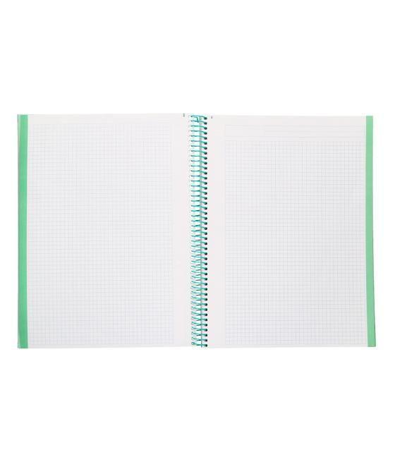 Cuaderno espiral navigator a4 micro tapa forrada 80h 80gr cuadrp 5mm 1 banda color menta