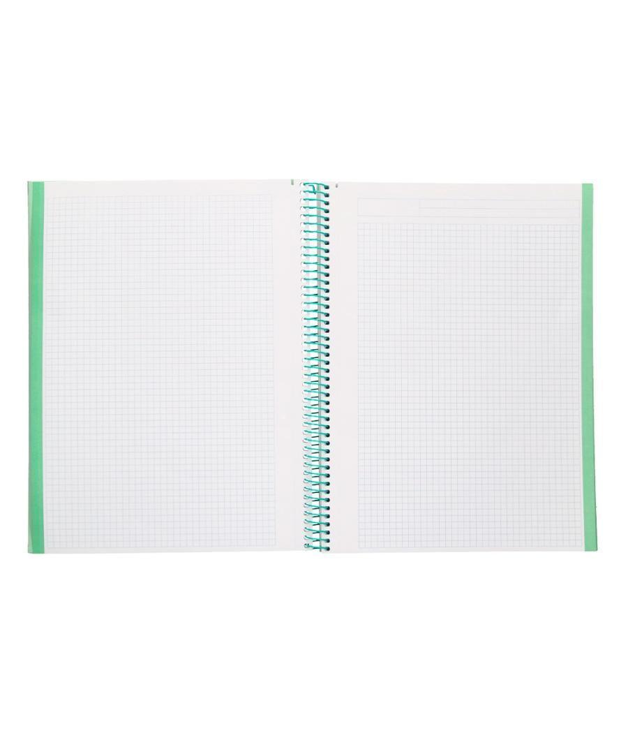 Cuaderno espiral navigator a4 micro tapa forrada 80h 80gr cuadrp 5mm 1 banda color menta