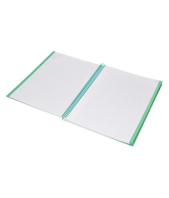 Cuaderno espiral navigator a4 micro tapa forrada 80h 80gr cuadrp 5mm 1 banda color menta