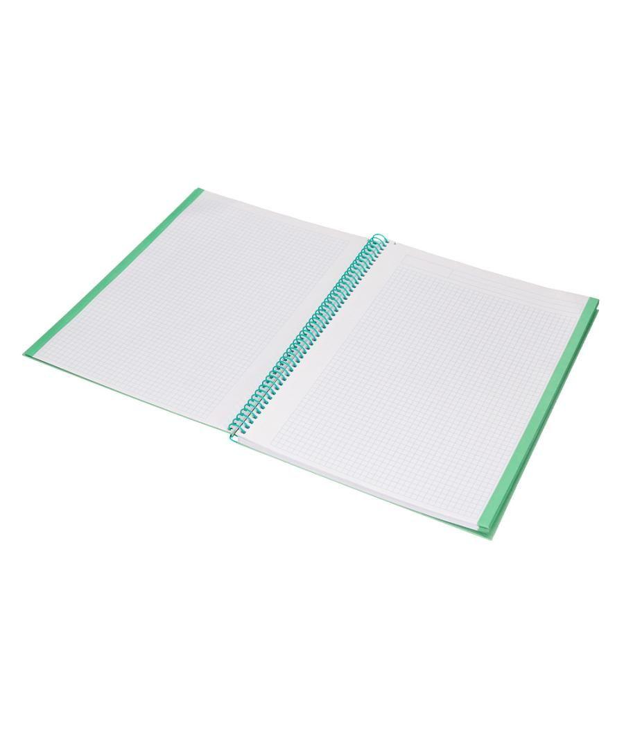 Cuaderno espiral navigator a4 micro tapa forrada 80h 80gr cuadrp 5mm 1 banda color menta