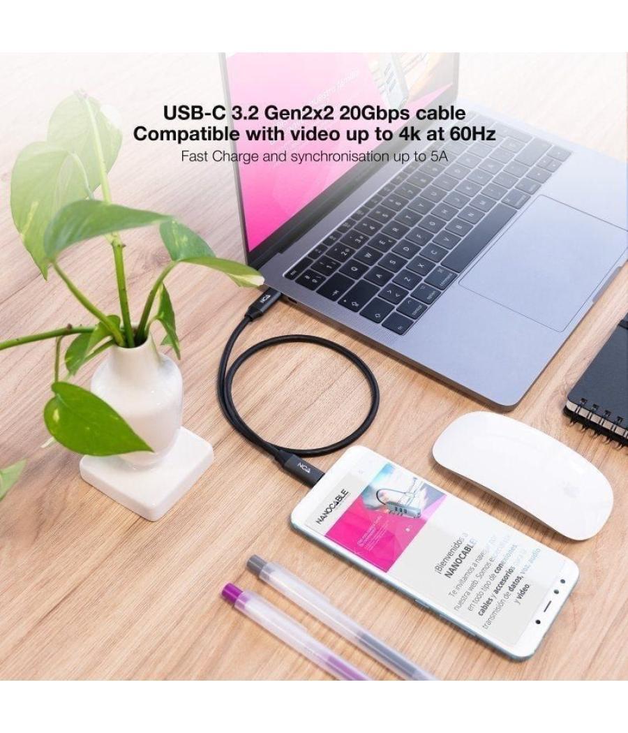 Cable usb 3.2 nanocable 10.01.4303/ usb tipo-c macho - usb tipo-c macho/ 3m/ gris y negro
