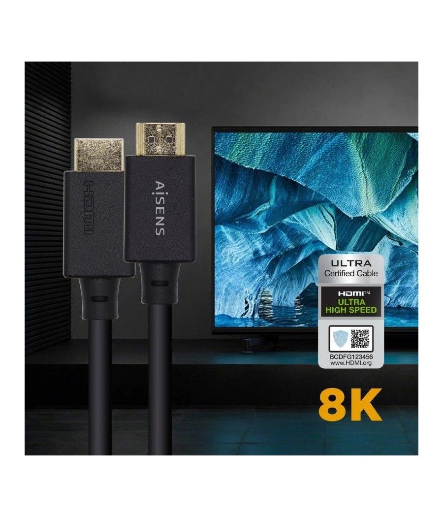 Cable HDMI 2.1 8K Aisens A150-0420/ HDMI Macho - HDMI Macho/ 0.5m/ Certificado/ Negro - Imagen 4