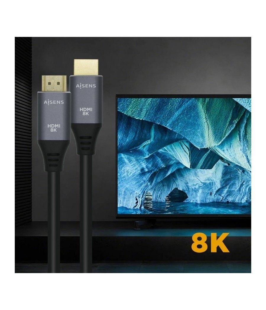 Cable HDMI 2.1 8K Aisens A150-0425/ HDMI Macho - HDMI Macho/ 0.5m/ Gris Negro - Imagen 4