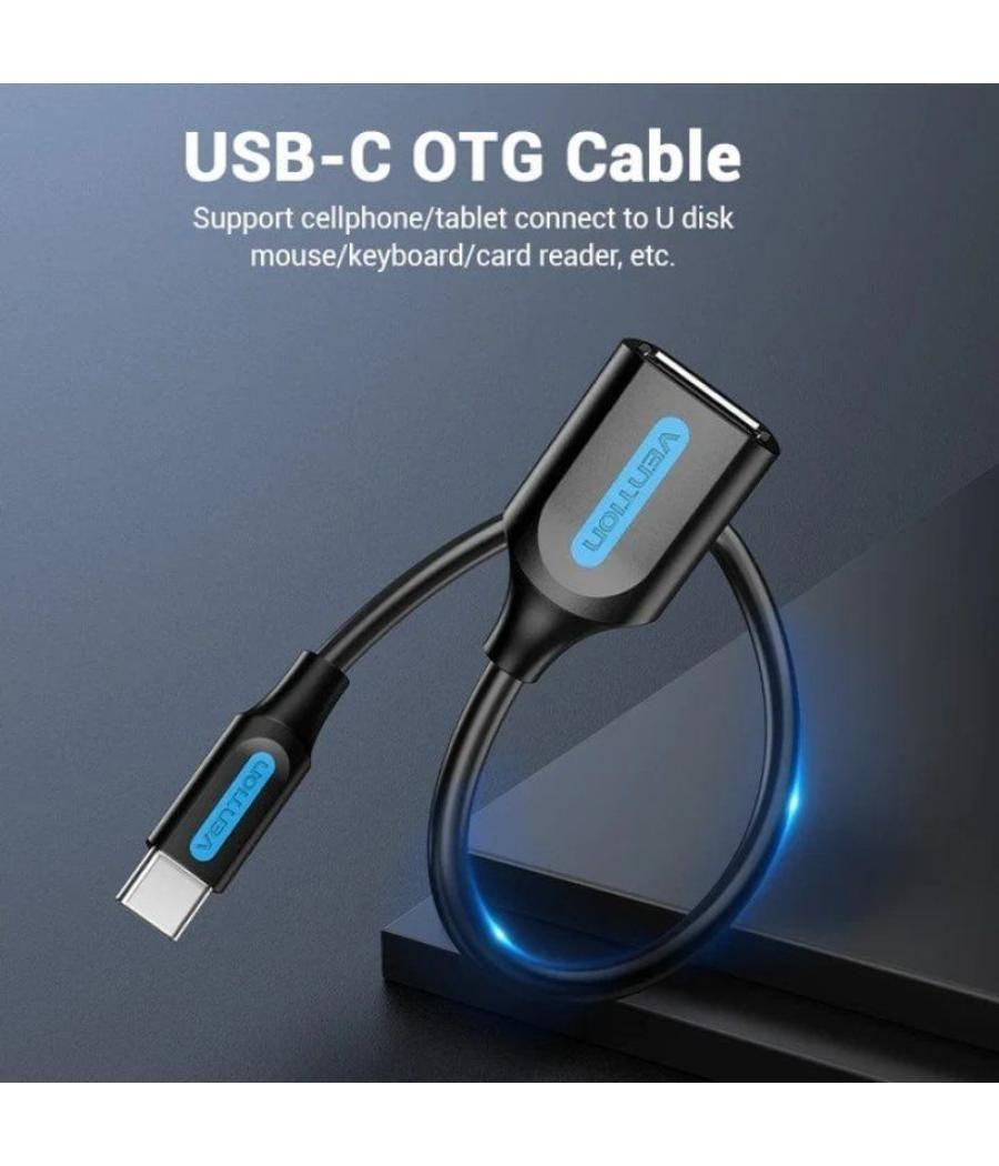 Conversor vention ccsbb/ usb tipo-c macho - usb hembra/ 15cm/ negro