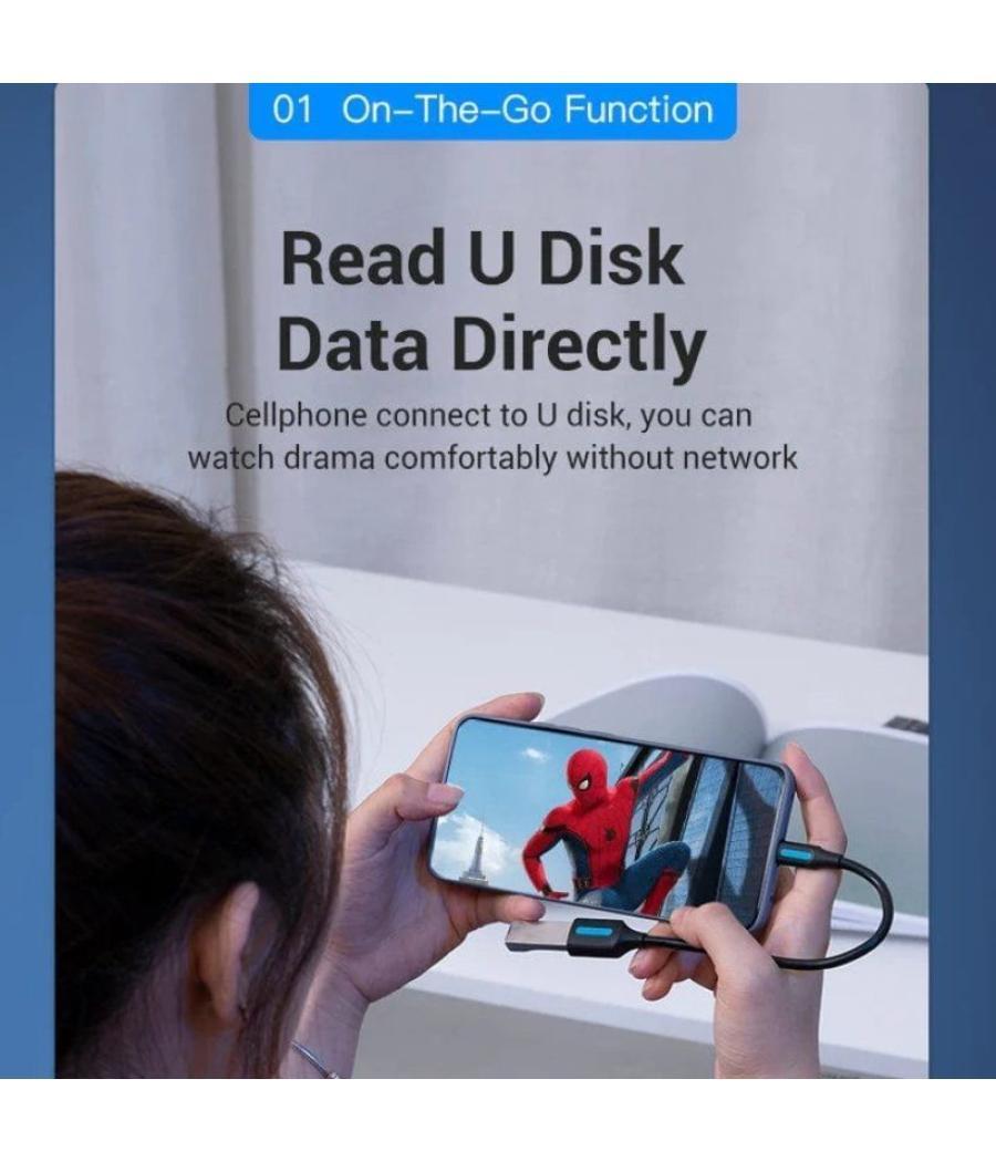 Conversor vention ccsbb/ usb tipo-c macho - usb hembra/ 15cm/ negro