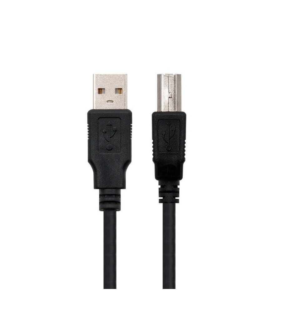 Cable USB 2.0 Impresora Nanocable 10.01.0102/ USB Macho - USB Macho/ 1m/ Negro - Imagen 1