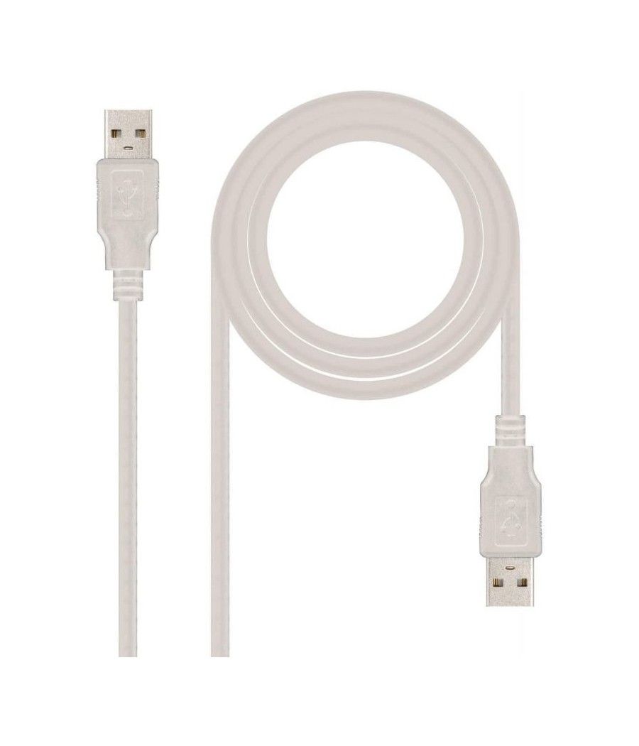 Cable USB 2.0 Nanocable 10.01.0303/ USB Macho - USB Macho/ 2m/ Beige - Imagen 2