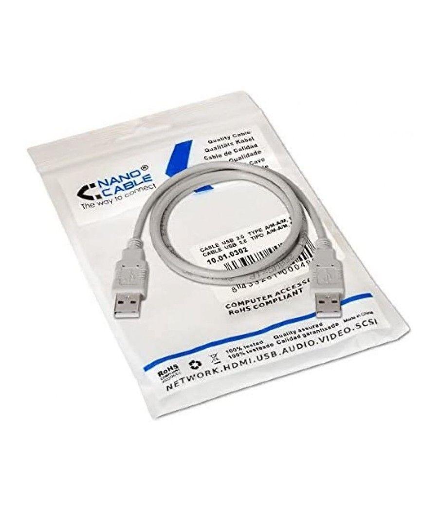 Cable USB 2.0 Nanocable 10.01.0303/ USB Macho - USB Macho/ 2m/ Beige - Imagen 4