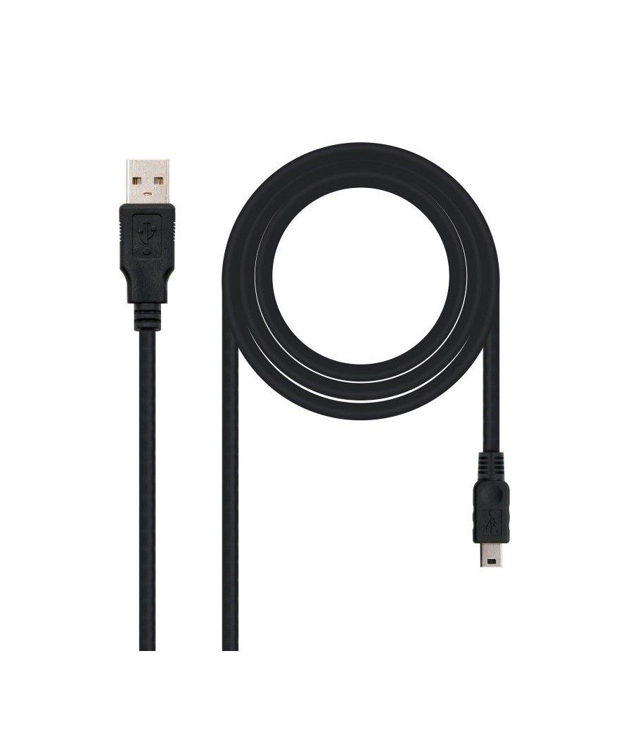 Cable USB 2.0 Nanocable 10.01.0400/ USB Macho - MiniUSB Macho/ 0.5m/ Negro - Imagen 1