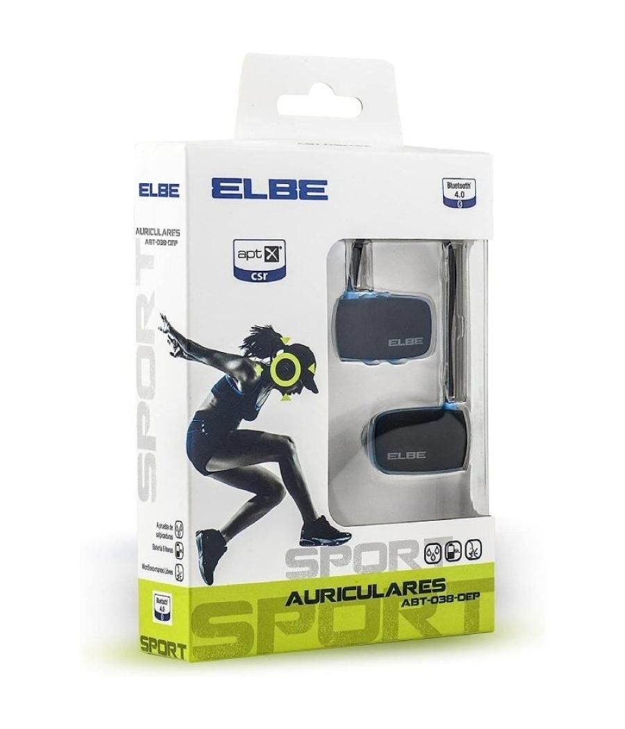 Auriculares inalámbricos deportivos elbe abt-038-dep/ con micrófono/ bluetooth/ azul y negro