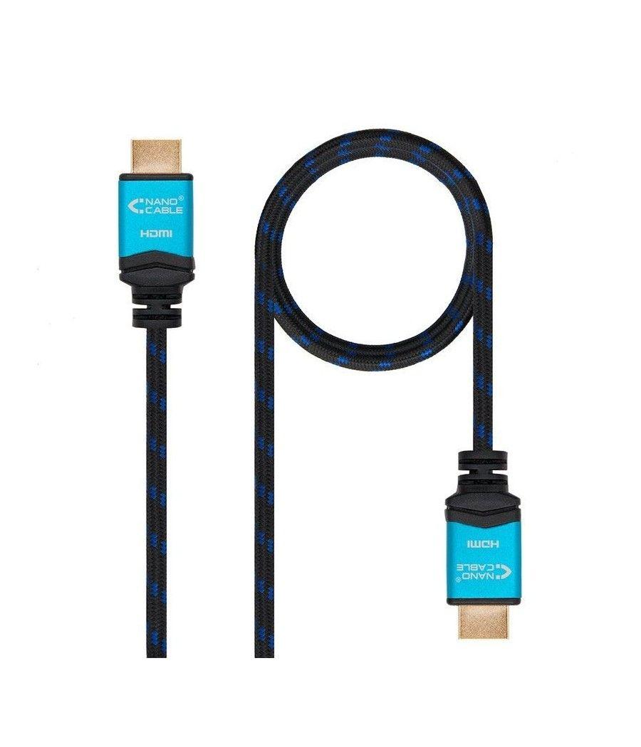 Cable HDMI 2.0 4K Nanocable 10.15.3710/ HDMI Macho - HDMI Macho/ 10m/ Negro/ Azul - Imagen 1