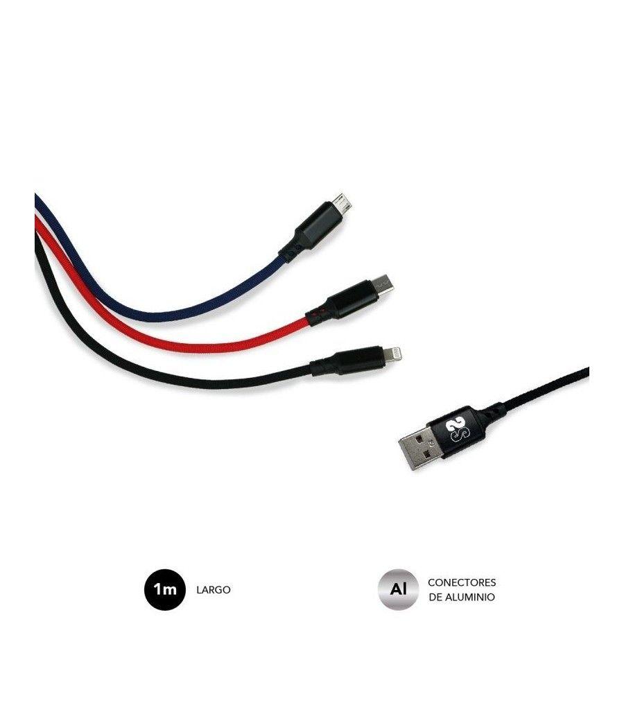 Cable USB 2.0 Subblim SUB-CAB-3IN101/ Micro USB + USB Tipo-C + Lightning - USB Macho/ 1m - Imagen 3