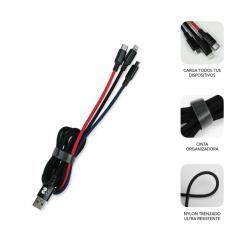 Cable USB 2.0 Subblim SUB-CAB-3IN101/ Micro USB + USB Tipo-C + Lightning - USB Macho/ 1m - Imagen 4