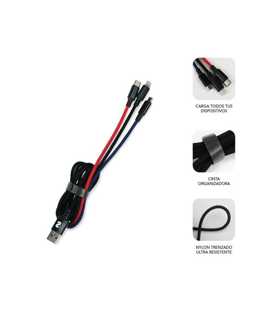 Cable USB 2.0 Subblim SUB-CAB-3IN101/ Micro USB + USB Tipo-C + Lightning - USB Macho/ 1m - Imagen 4