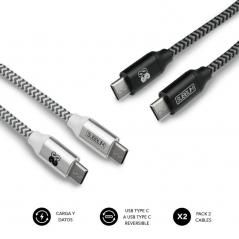 Cable USB 2.0 Tipo-C Subblim SUB-CAB-4CC001 Pack 2/ USB Tipo-C Macho - USB Tipo-C Macho/ 1m/ Negro y Plata - Imagen 2