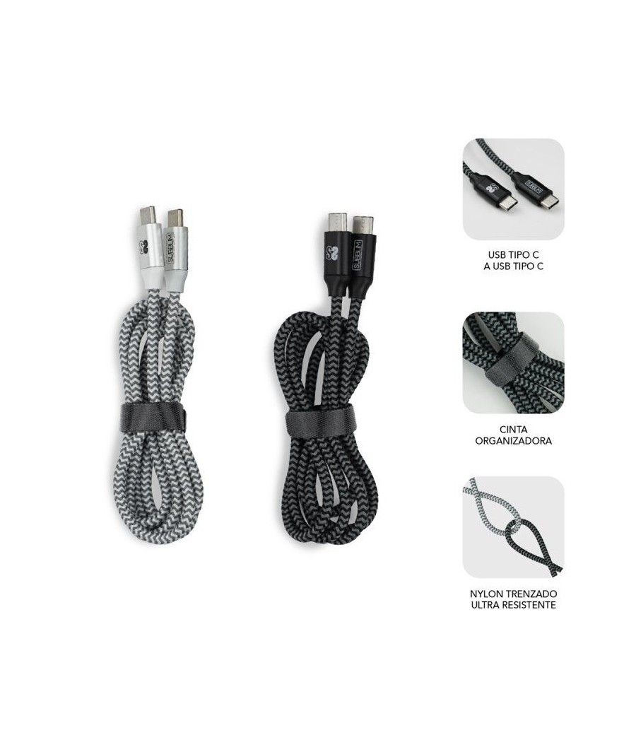 Cable USB 2.0 Tipo-C Subblim SUB-CAB-4CC001 Pack 2/ USB Tipo-C Macho - USB Tipo-C Macho/ 1m/ Negro y Plata - Imagen 3