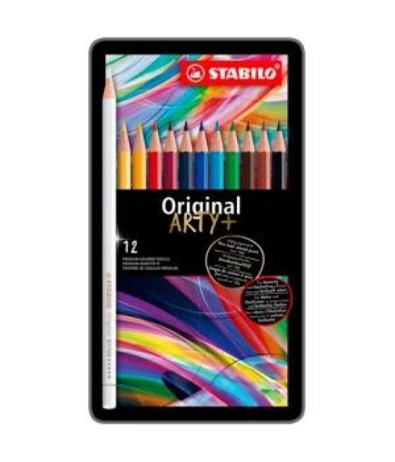 Stabilo lápices de colores original arty  c/surtidos estuche de metal 12 ud