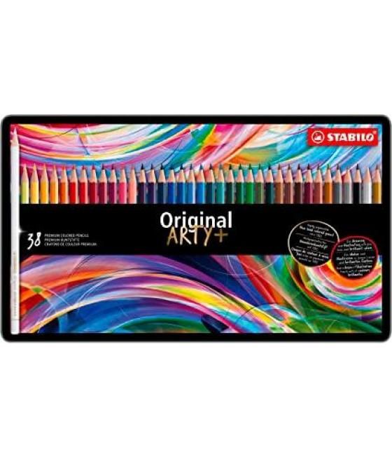 Stabilo lápices de colores original arty+ estuche de metal 38 surtidos