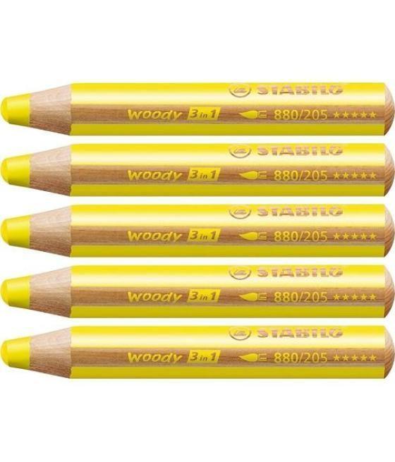 Stabilo lápices de colores woody 3 en 1 amrillo estuche 5 ud
