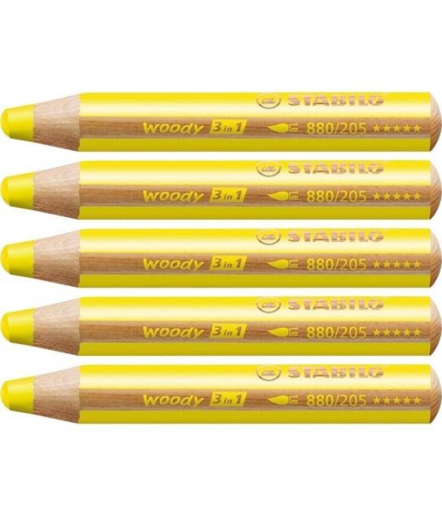 Stabilo lápices de colores woody 3 en 1 estuche de 5 amarillo