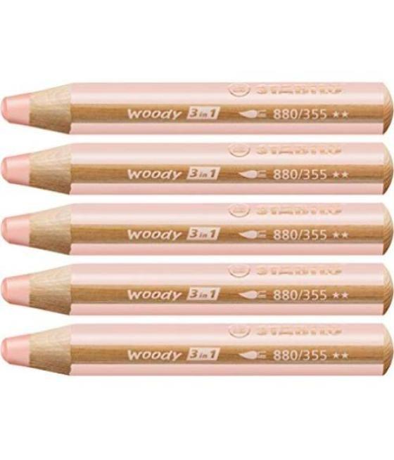 Stabilo lápices de colores woody 3 en 1 albaricoque estuche 5 ud