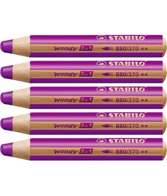 Stabilo lápices de colores woody 3 en 1 estuche de 5 lila