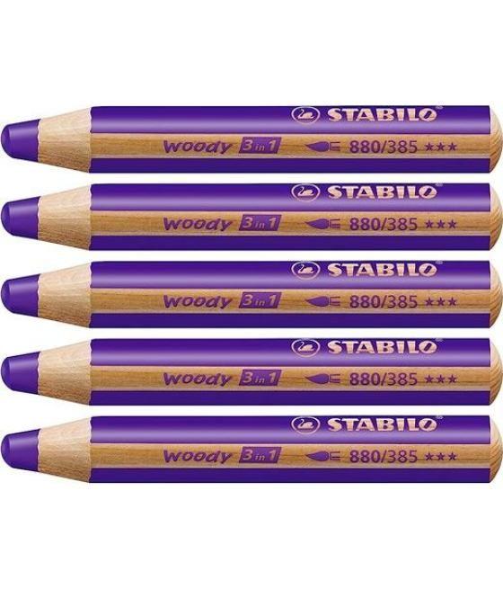 Stabilo lápices de colores woody 3 en 1 violeta estuche 5 ud
