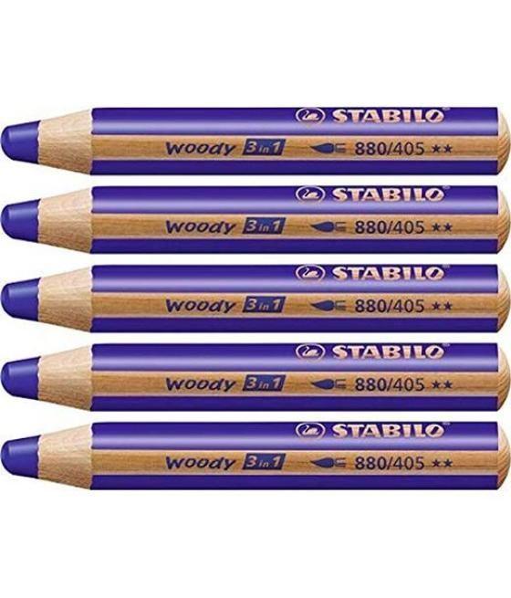 Stabilo lápices de colores woody 3 en 1 azul ultramar estuche 5 ud